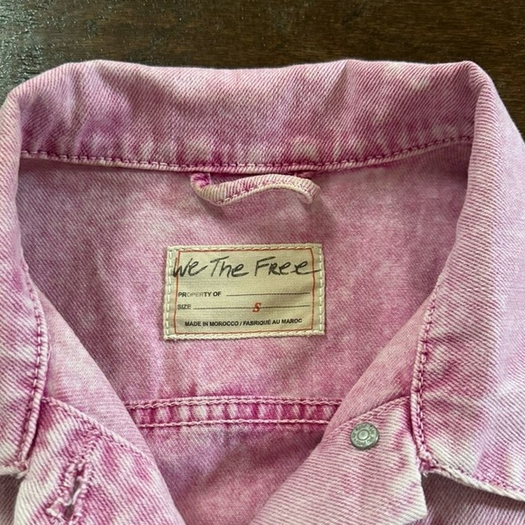 WE THE FREE, Free People pink denim acid wash jacket-size S-vintage -EUC - Picture 3 of 8